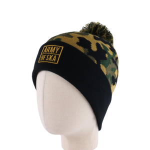 High Quality Camo Cuffed Beanie With Pom Pom