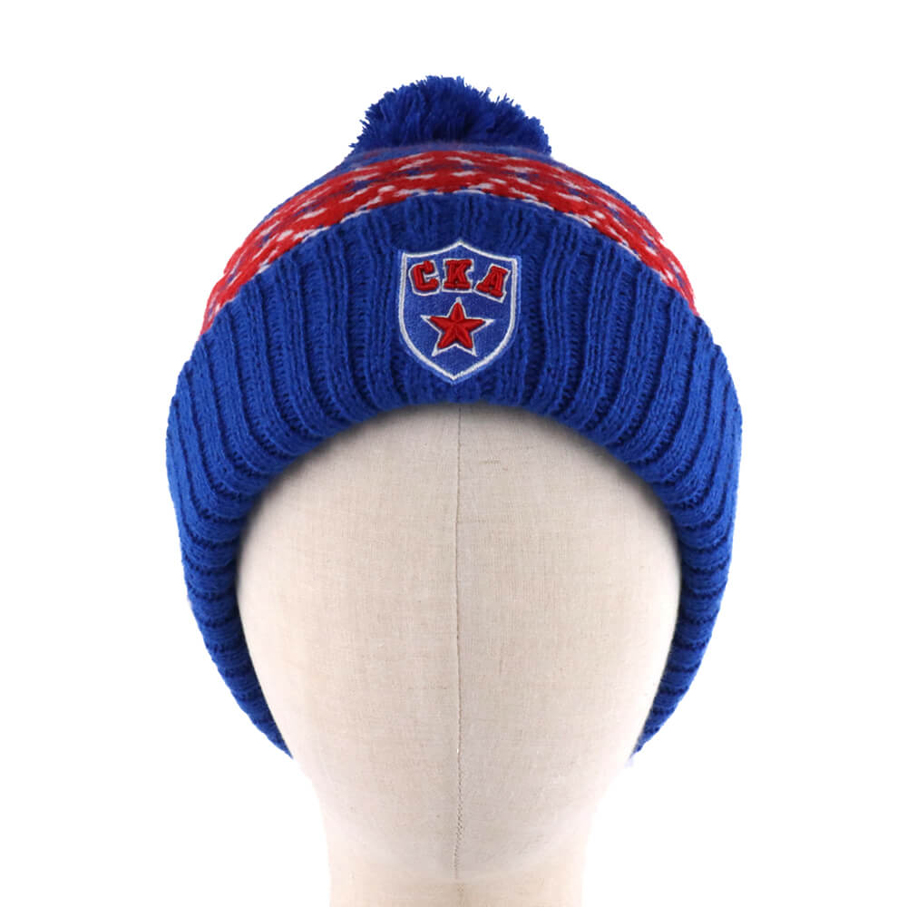 Beanie Cuffed Ardchaighdeáin Le Pom Pom