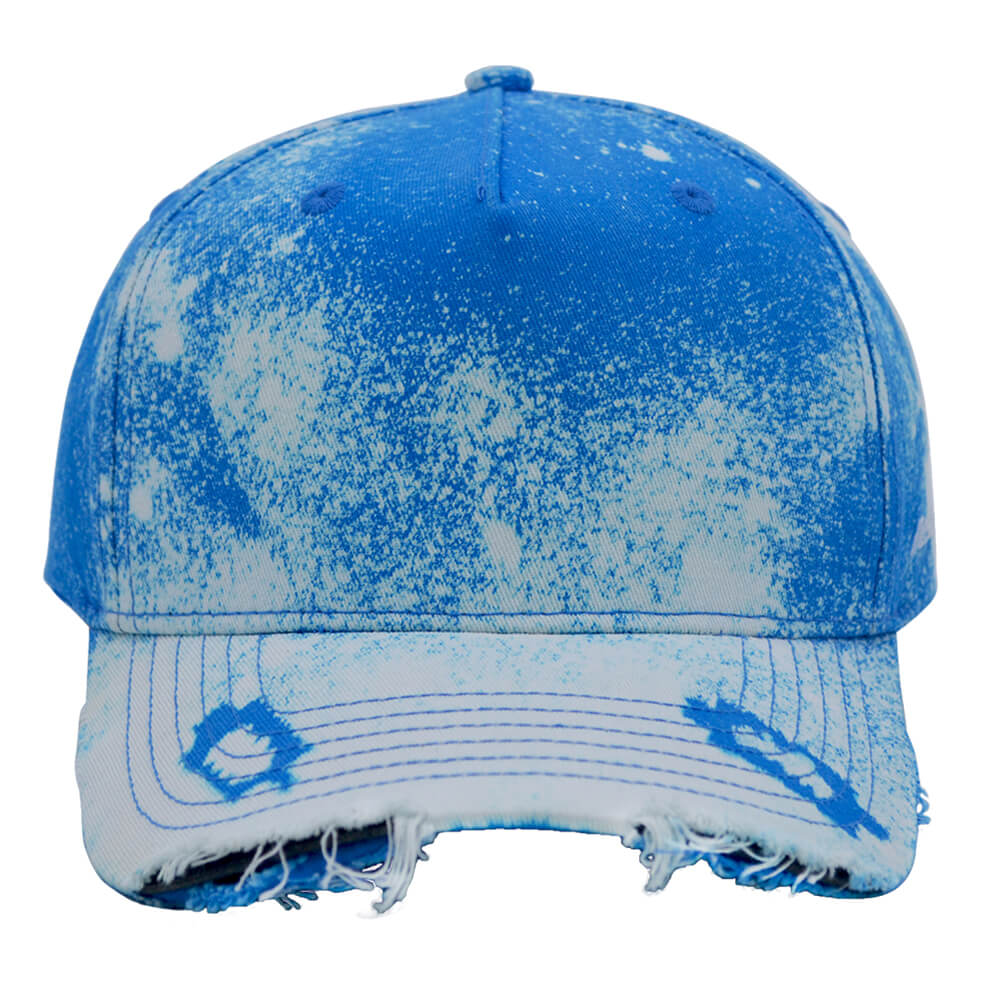 Casquette de baseball couleur tie-dye à 5 panneaux avec lavage détruit